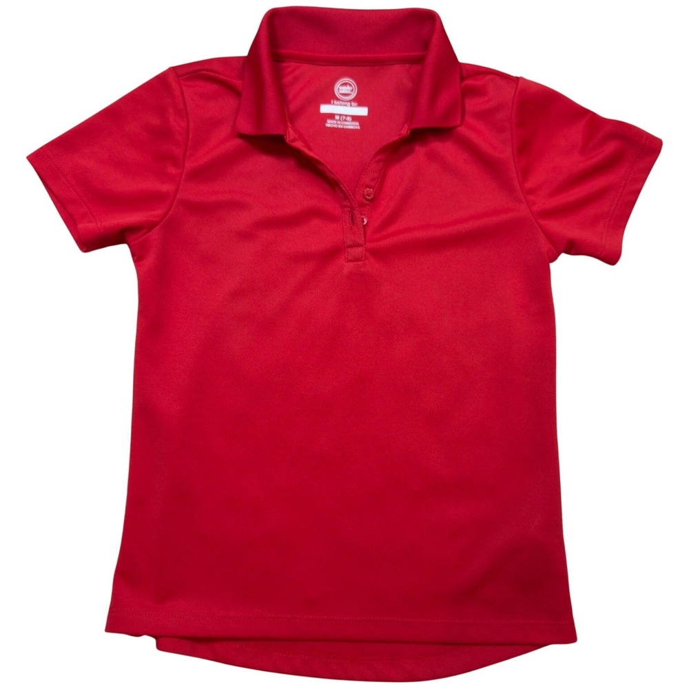 Wonder Nation Boys Red Performance Polo Shirt School Uniform Size M 7-8 ShortSlv